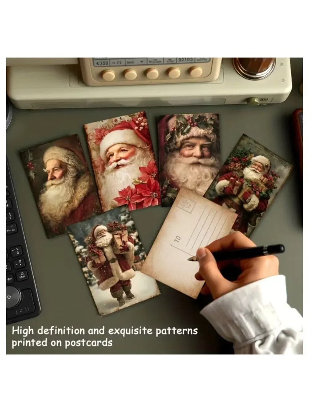 NWT 32pc Double Sided Vintage Christmas Postcards Old World Santa Craft Ephemera